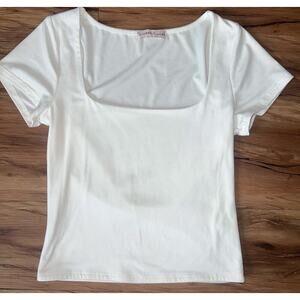Sincerely Jules White Square Neck Top Short Sleeve Size S